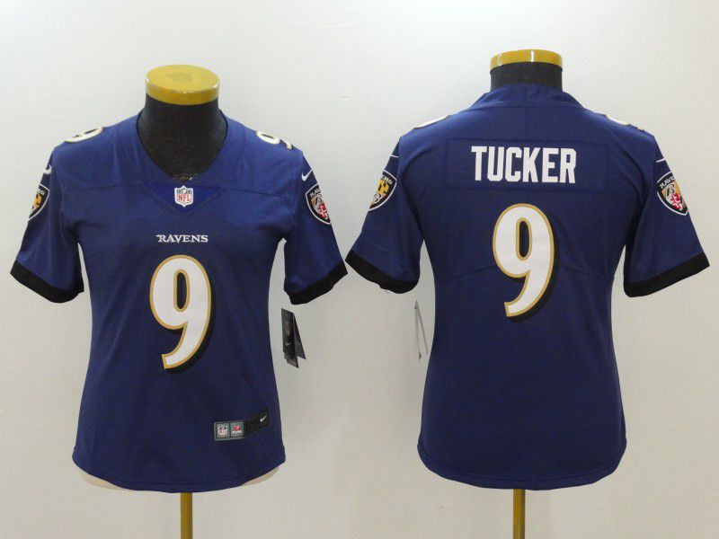 Women Baltimore Ravens 9 Tucker Purple Nike Vapor Untouchable Limited NFL Jerseys